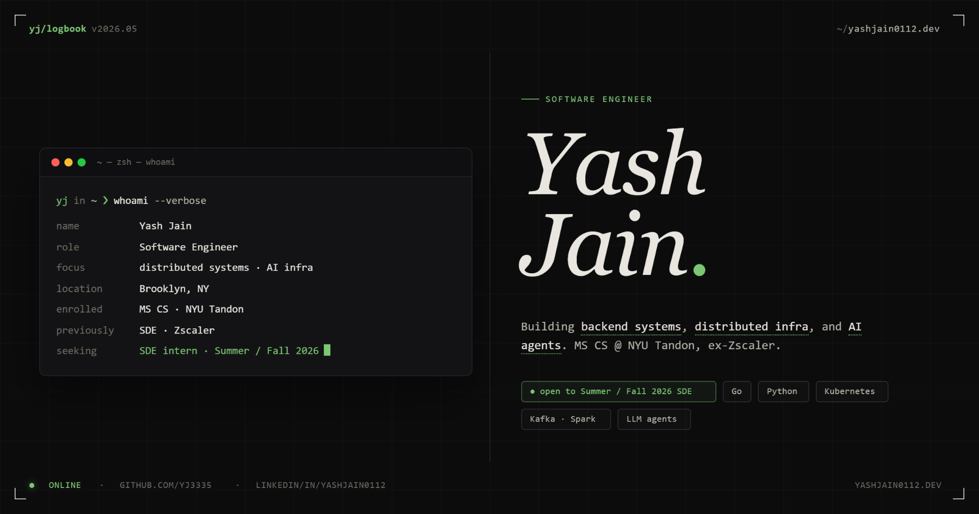 Yash Jain — Software Engineer · Distributed Systems